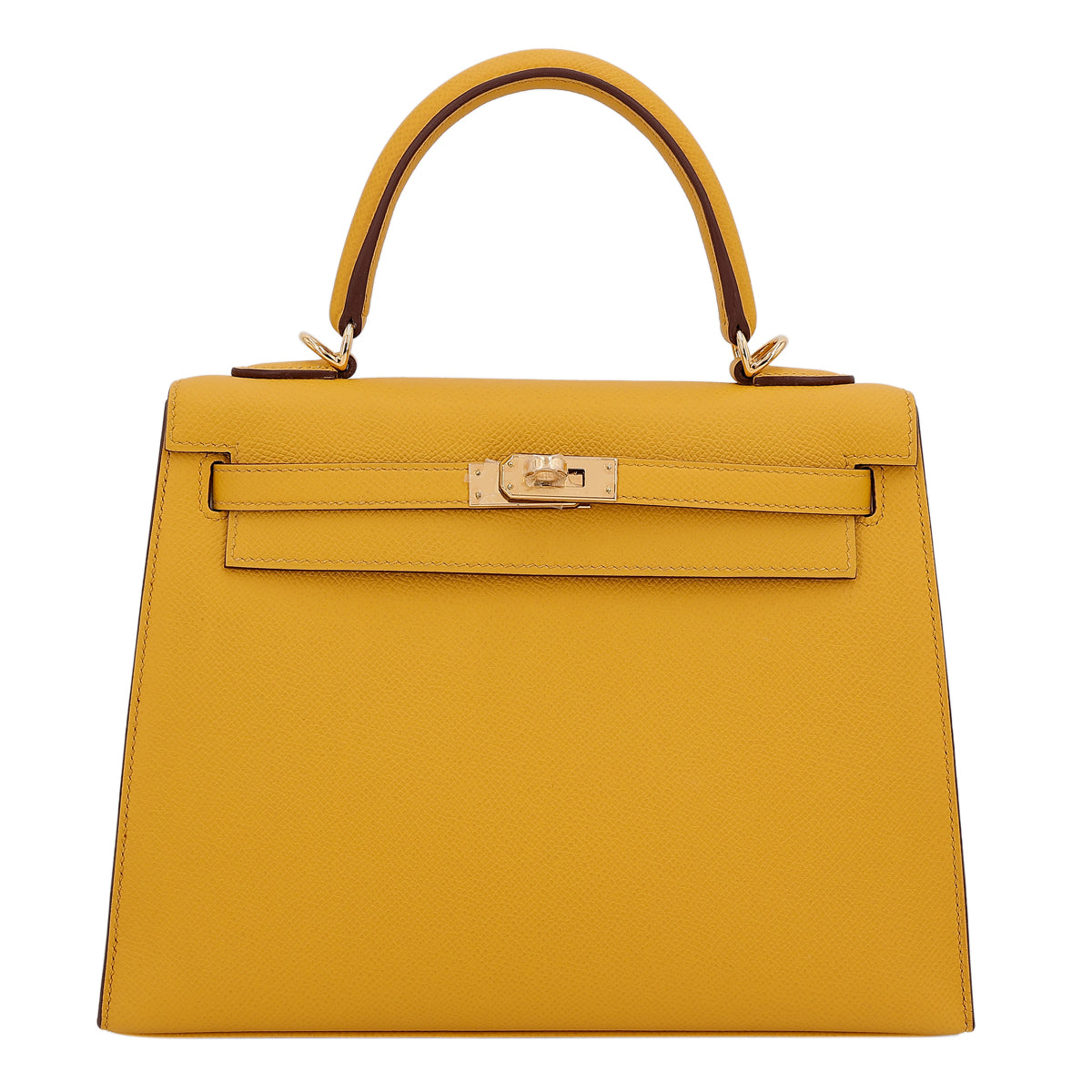 HERMÈS KELLY HANDBAG IN JAUNE AMBRE EPSOM LEATHER SIZE 25