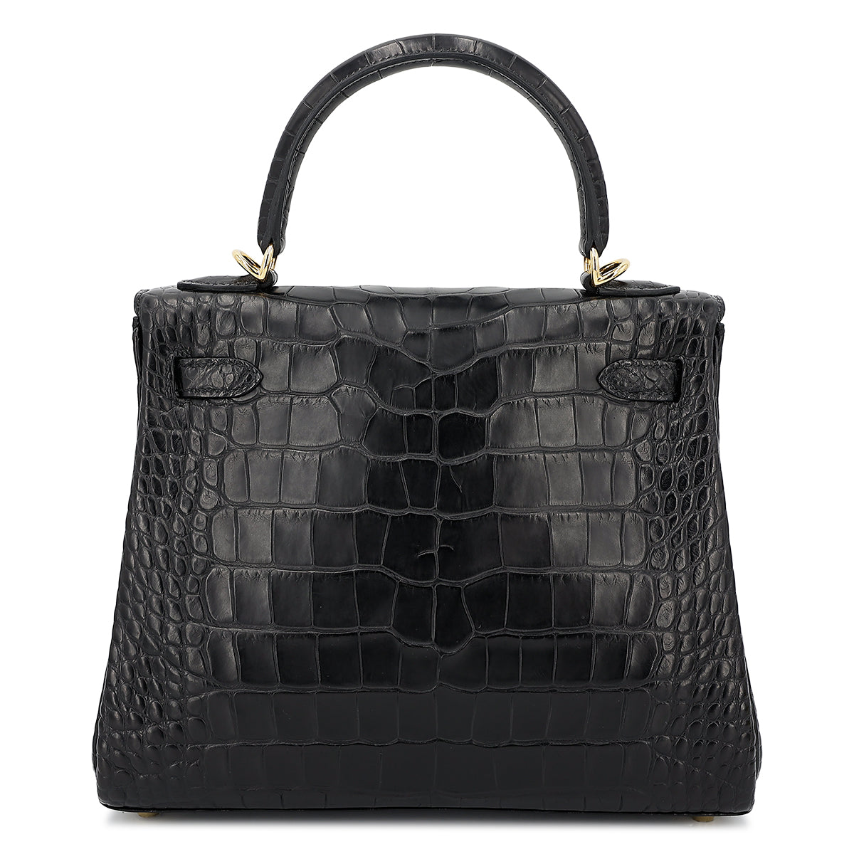 HERMÈS MATTE ALLIGATOR KELLY IN BLACK SIZE 25