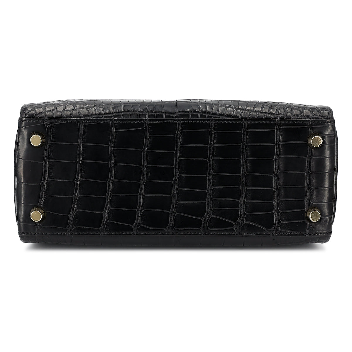 HERMÈS MATTE ALLIGATOR KELLY IN BLACK SIZE 25