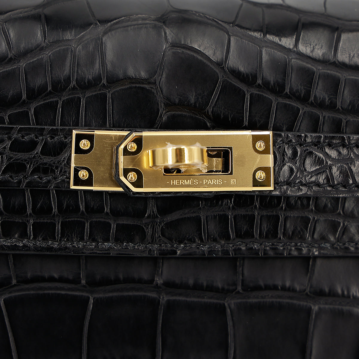 HERMÈS MATTE ALLIGATOR KELLY IN BLACK SIZE 25
