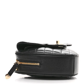 CHANEL LAMBSKIN QUILTED LOVE HEART BAG IN BLACK