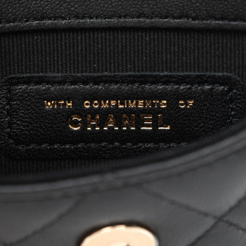 CHANEL LAMBSKIN QUILT CLUTCH WITH BLACK CHAIN