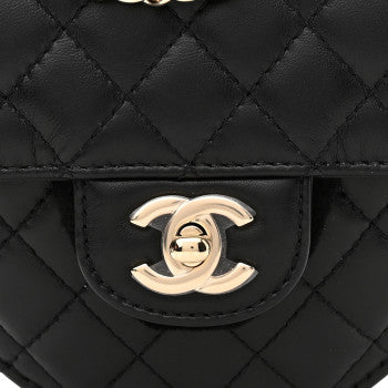 CHANEL LAMBSKIN QUILTED LOVE HEART BAG IN BLACK