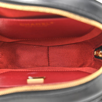 CHANEL LAMBSKIN QUILTED LOVE HEART BAG IN BLACK