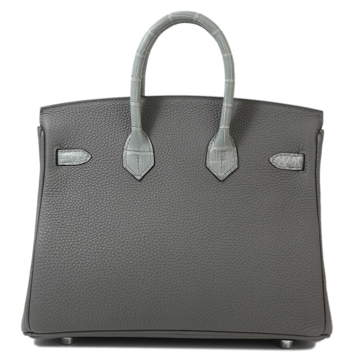 HERMÈS ALLIGATOR BIRKIN IN GRIS MEYER AND GRIS CEMENT TOGO LEATHER SIZE 25